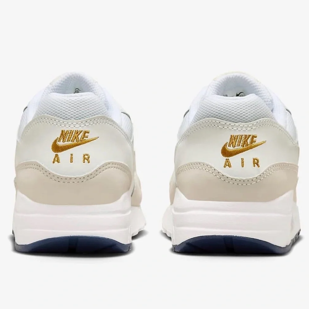 Nike Air Max 1 White Bronzine Barely Volt Size Big Kids 1.5